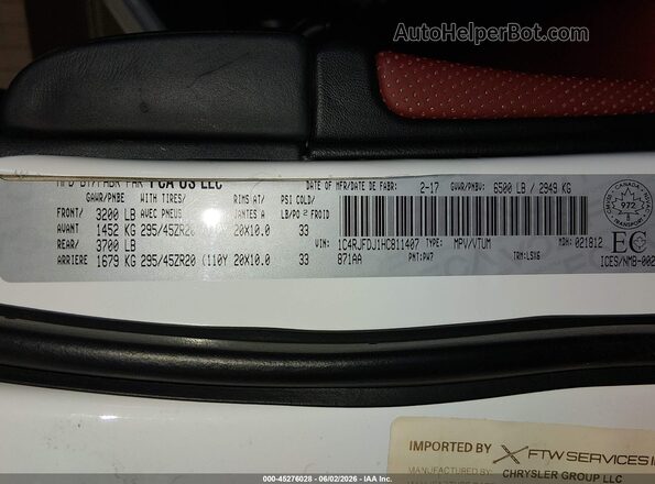 1C4RJFDJ1HC811407 2017 JEEP GRAND CHEROKEE White Շարժիչի բաժամունքի տեսք