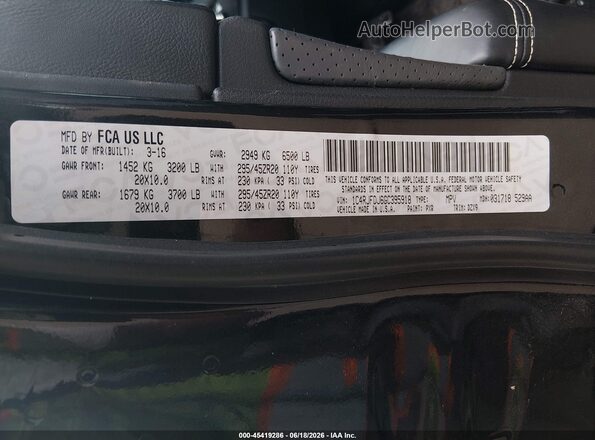 1C4RJFDJ6GC395918 2016 JEEP GRAND CHEROKEE Black Вид підкапотного простору