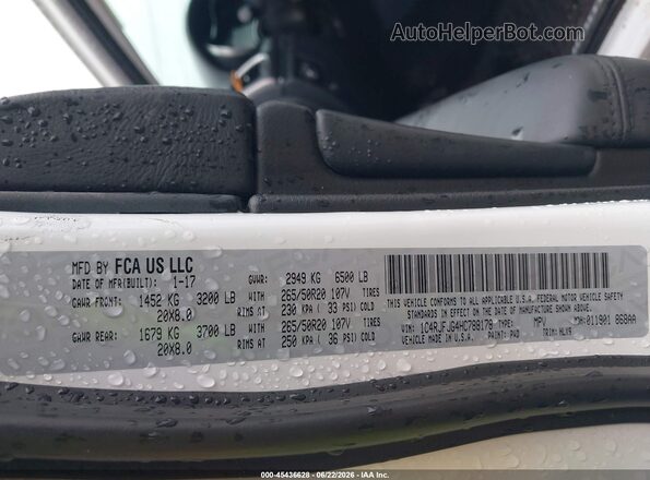 1C4RJFJG4HC788178 2017 JEEP GRAND CHEROKEE Белый Вид подкапотного пространства