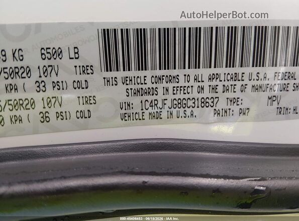 1C4RJFJG8GC318637 2016 JEEP GRAND CHEROKEE White Vista del compartimento del motor