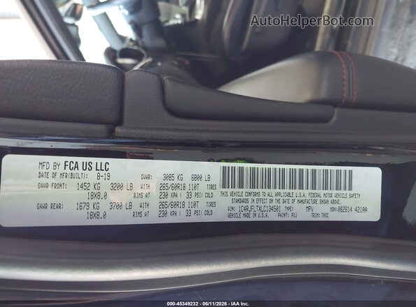 1C4RJFLTXLC134501 2020 JEEP GRAND CHEROKEE Black Widok komory silnika