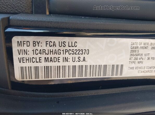1C4RJHAG1PC522370 2023 JEEP GRAND CHEROKEE Black Вид підкапотного простору