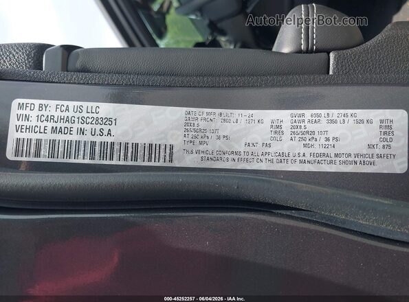 1C4RJHAG1SC283251 2025 JEEP GRAND CHEROKEE Gray Vista del compartimento del motor