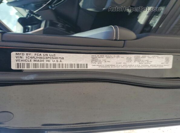 1C4RJHAG3PC548758 2023 JEEP GRAND Black VIN კოდის სტიკერის ხედი