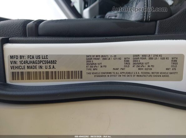 1C4RJHAG3PC594882 2023 JEEP GRAND CHEROKEE White Շարժիչի բաժամունքի տեսք