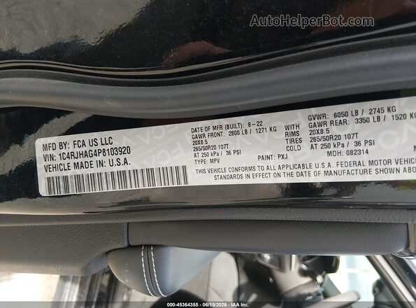1C4RJHAG4P8103920 2023 JEEP GRAND CHEROKEE Black ძრავის განყოფილების ხედი