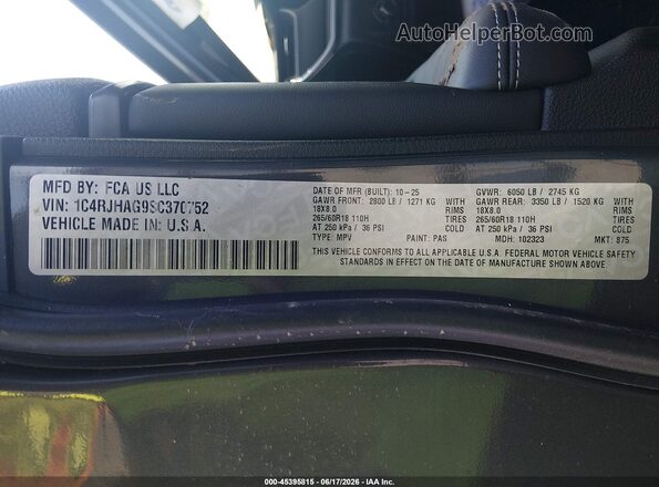 1C4RJHAG9SC370752 2025 JEEP GRAND CHEROKEE Black Շարժիչի բաժամունքի տեսք