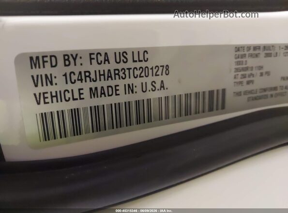 1C4RJHAR3TC201278 2026 JEEP GRAND CHEROKEE White Vista del compartimento del motor