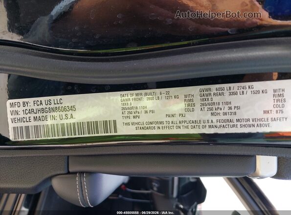 1C4RJHBG8N8606345 2022 JEEP GRAND CHEROKEE Черный Вид подкапотного пространства