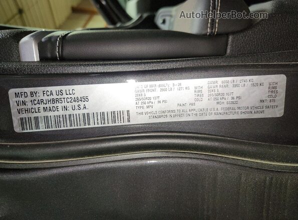 1C4RJHBR5TC248455 2026 JEEP GRAND Gray Widok naklejki z numerem VIN