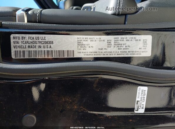 1C4RJHDG7RC206308 2024 JEEP GRAND CHEROKEE Black Vista del compartimento del motor