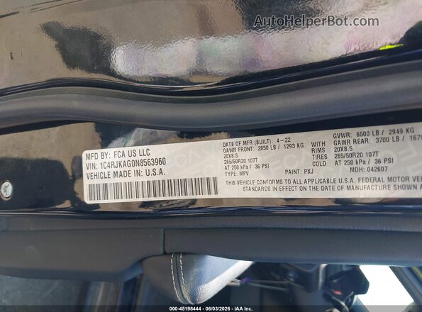 1C4RJKAG0N8563960 2022 JEEP GRAND CHEROKEE L Black Vista del compartimento del motor