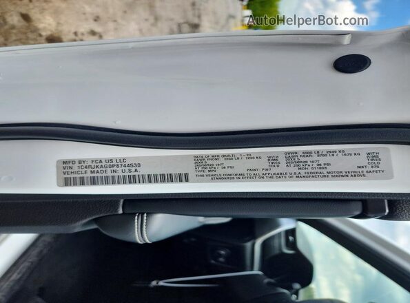 1C4RJKAG0P8744530 2023 JEEP GRAND White Вид наклейки з VIN-кодом