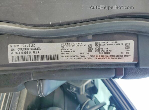 1C4RJKAG2R8575498 2024 JEEP GRAND Угольный Вид наклейки с VIN-кодом