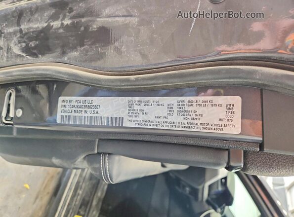1C4RJKAG3R8623607 2024 JEEP GRAND Gray VIN sticker view