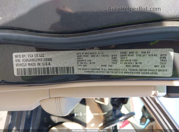 1C4RJKBG2M8139905 2021 JEEP GRAND CHEROKEE L Gray Вид підкапотного простору