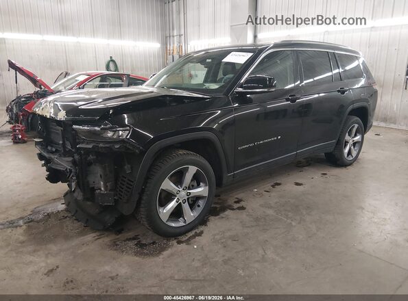 1C4RJKBG9N8543379 2022 JEEP GRAND CHEROKEE L Black წინა მარცხენა ხედი სამი მეოთხედიდან