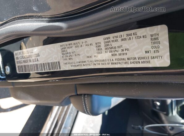 1C4RJKDG4M8117269 2021 JEEP GRAND CHEROKEE L Black ძრავის განყოფილების ხედი