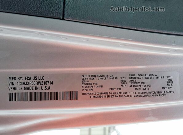 1C4RJXP60RW210714 2024 JEEP WRANGLER Silver Вид наклейки з VIN-кодом
