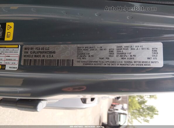1C4RJXP66RW238646 2024 JEEP WRANGLER Gray ძრავის განყოფილების ხედი