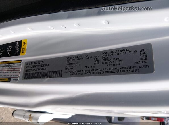 1C4RJXR60RW292960 2024 JEEP WRANGLER White Engine compartment view