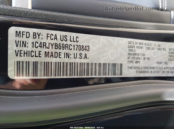 1C4RJYB69RC170843 2024 JEEP GRAND CHEROKEE 4XE Black Widok komory silnika