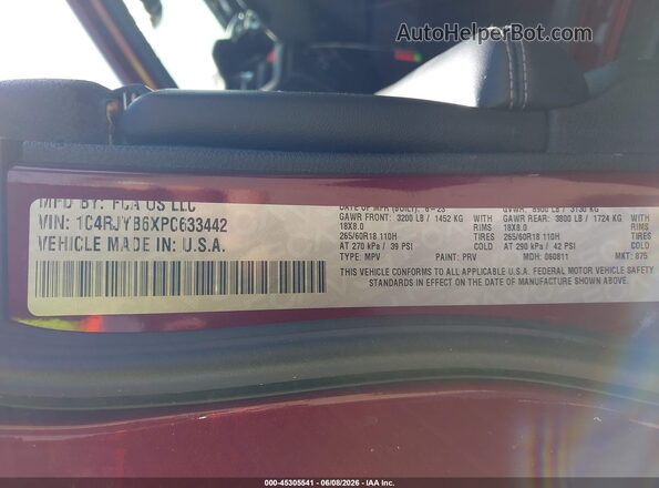 1C4RJYB6XPC633442 2023 JEEP GRAND CHEROKEE 4XE Red Vista del compartimento del motor