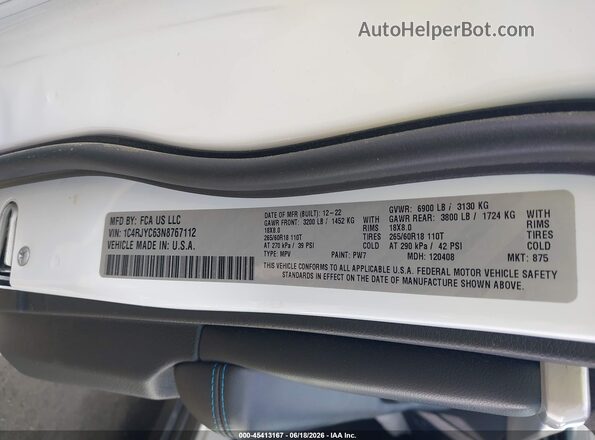 1C4RJYC63N8767112 2022 JEEP GRAND CHEROKEE 4XE White Engine compartment view