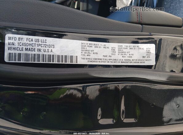 1C4SDHCT1PC721373 2023 DODGE DURANGO Black Vista del compartimento del motor