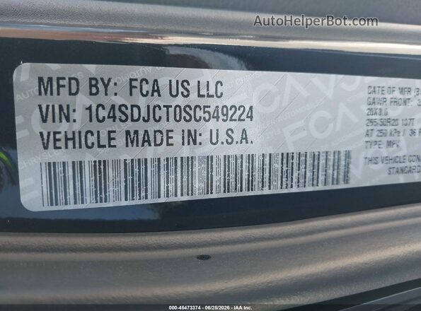 1C4SDJCT0SC549224 2025 DODGE DURANGO Dark Blue Вид підкапотного простору