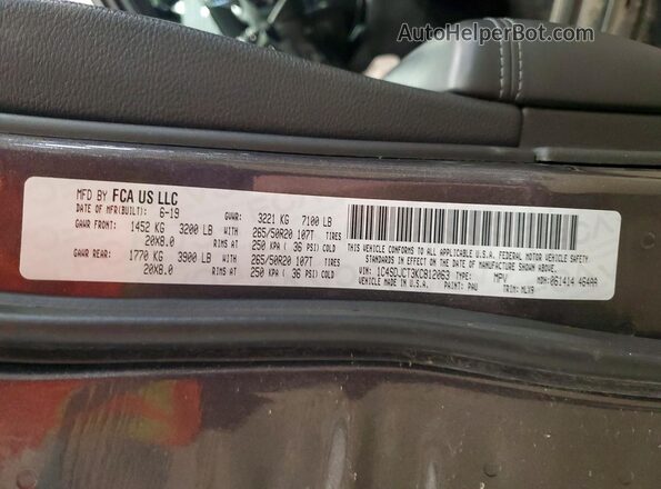 1C4SDJCT3KC812063 2019 DODGE DURANGO Black VIN sticker view