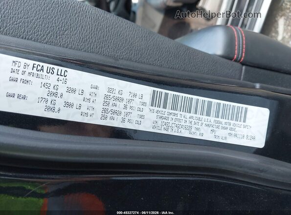 1C4SDJCT4GC416229 2016 DODGE DURANGO Black Вид підкапотного простору