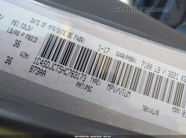 1C4SDJCT5HC783173 2017 DODGE DURANGO Silver ძრავის განყოფილების ხედი