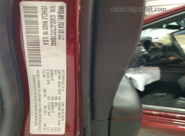 1C4SDJCT5TC180443 2026 DODGE DURANGO Red VIN կոդի պիտակի տեսք