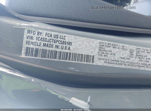 1C4SDJCT6PC589105 2023 DODGE DURANGO Gray Շարժիչի բաժամունքի տեսք