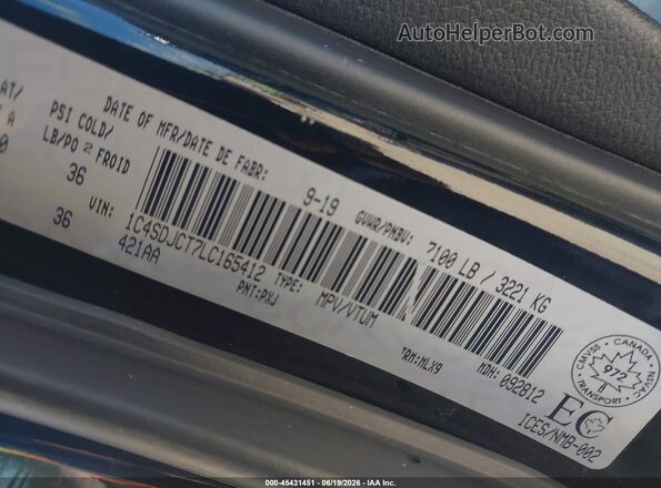 1C4SDJCT7LC165412 2020 DODGE DURANGO Black Շարժիչի բաժամունքի տեսք