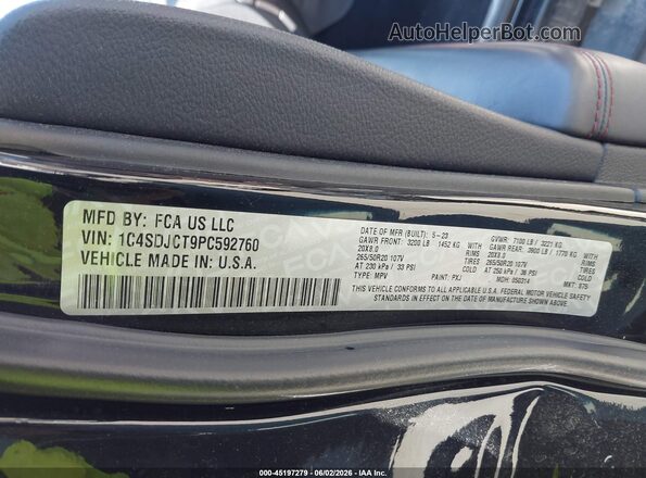 1C4SDJCT9PC592760 2023 DODGE DURANGO Black Vista del compartimento del motor