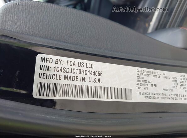 1C4SDJCT9RC144666 2024 DODGE DURANGO Black Widok komory silnika