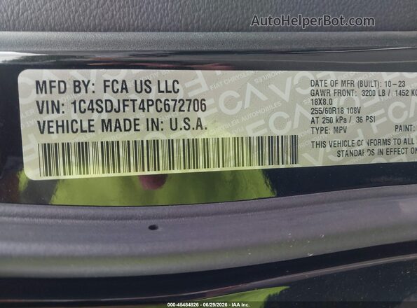 1C4SDJFT4PC672706 2023 DODGE DURANGO Black Շարժիչի բաժամունքի տեսք
