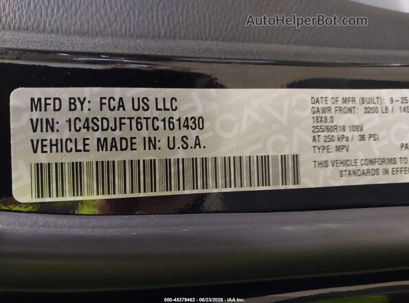 1C4SDJFT6TC161430 2026 DODGE DURANGO Black Widok komory silnika