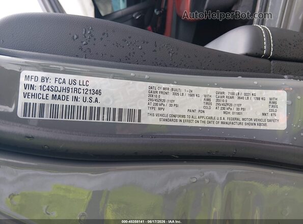 1C4SDJH91RC121346 2024 DODGE DURANGO Gray Вид підкапотного простору