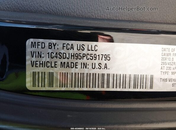 1C4SDJH95PC591795 2023 DODGE DURANGO Черный Вид подкапотного пространства