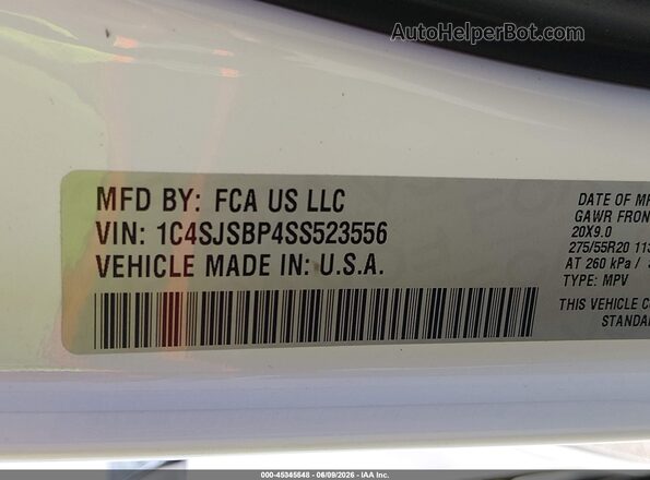 1C4SJSBP4SS523556 2025 JEEP WAGONEER L White Vista del compartimento del motor