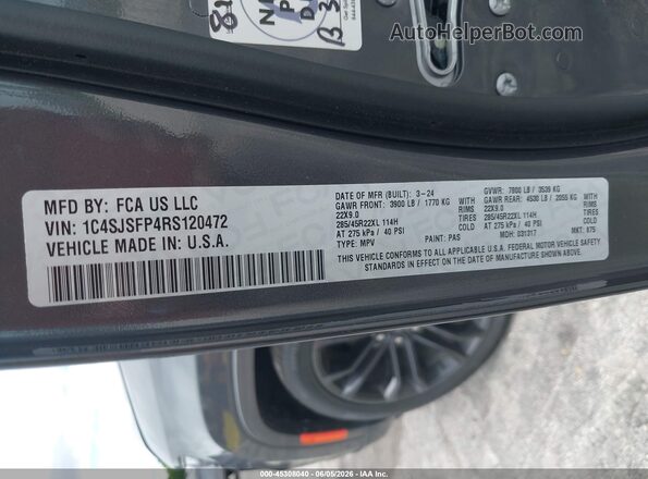 1C4SJSFP4RS120472 2024 JEEP GRAND WAGONEER L Gray Շարժիչի բաժամունքի տեսք