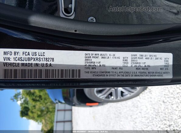 1C4SJUBPXRS178278 2024 JEEP WAGONEER Black Շարժիչի բաժամունքի տեսք