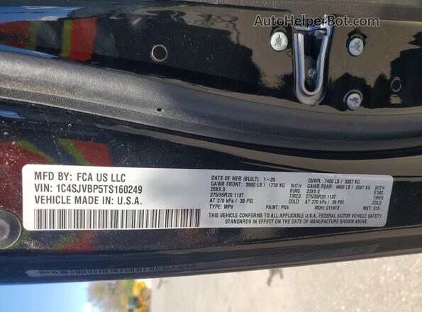 1C4SJVBP5TS160249 2026 JEEP GRAND Black Vista de la etiqueta del VIN