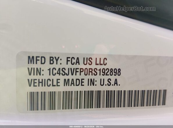 1C4SJVFP0RS192898 2024 JEEP GRAND WAGONEER White Vista del compartimento del motor