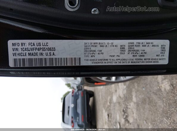 1C4SJVFP4PS510633 2023 JEEP GRAND WAGONEER Black Widok komory silnika