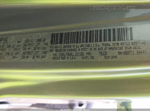 1C6HJTAG0LL121165 2020 JEEP GLADIATOR Silver Widok komory silnika
