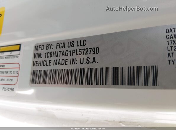 1C6HJTAG1PL572790 2023 JEEP GLADIATOR White Вид підкапотного простору